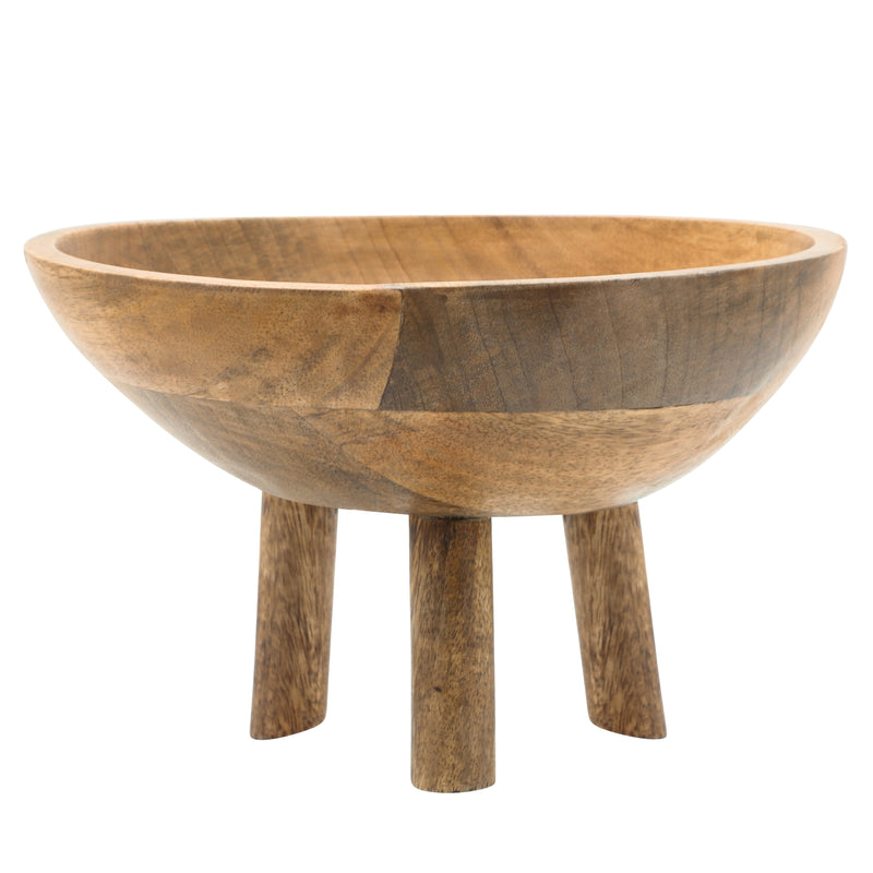 wood bowl with 3 legs brown