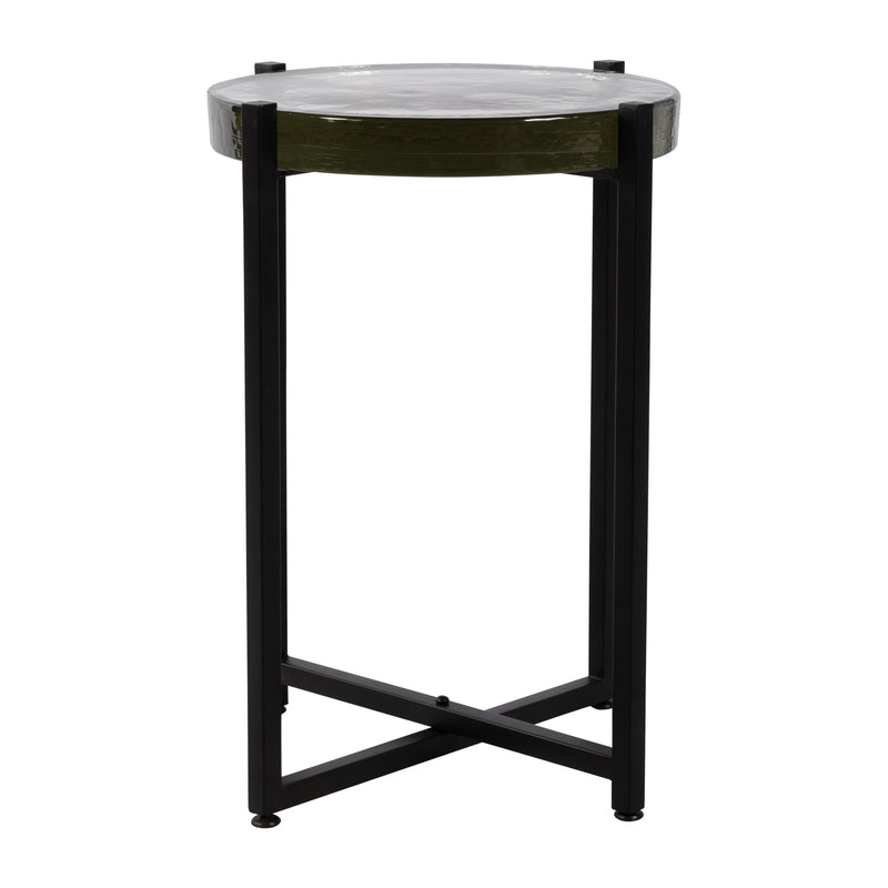 Metal/glass  accent table Black