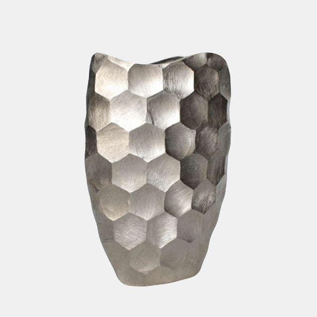 Metal Honeycomb Vase 20" Silver