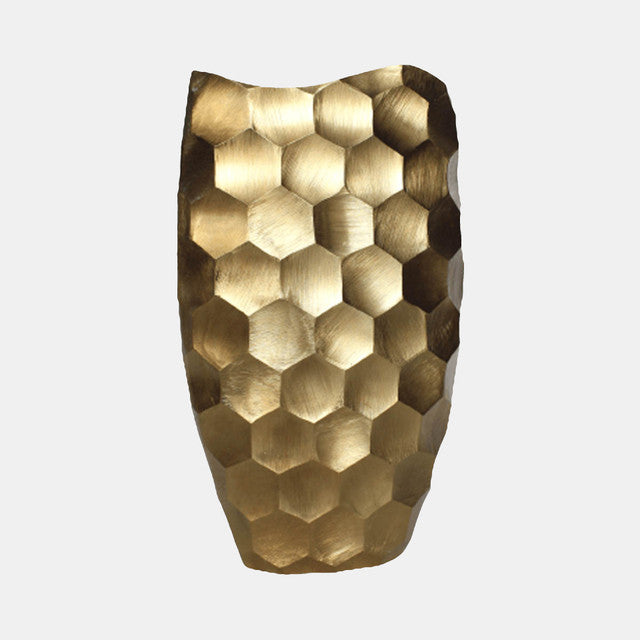Metal Honeycomb Vase 20" Gold