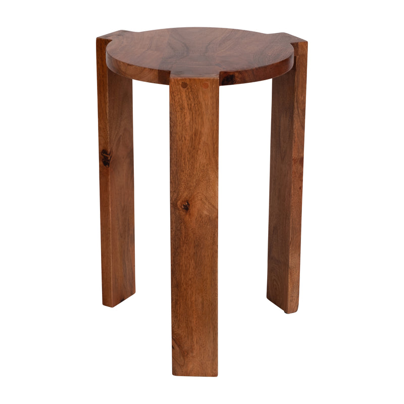 Set of 4 wood accent table brown
