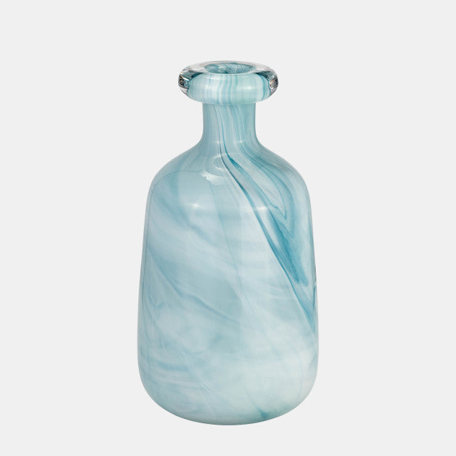 Glass 12H bottle vase teal
