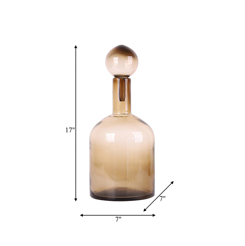 Glass bottle with stopper taupe