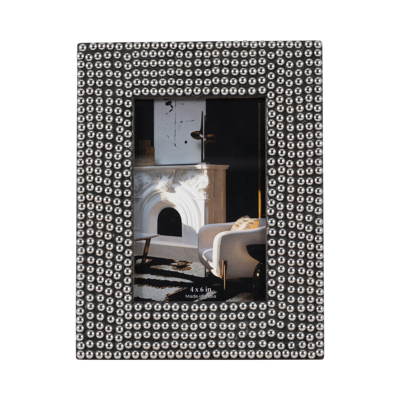 Resin studded photo frame silver black 4X6