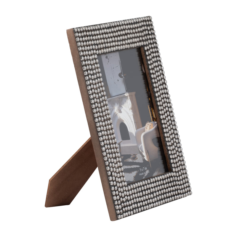 Resin studded photo frame silver black 5x7