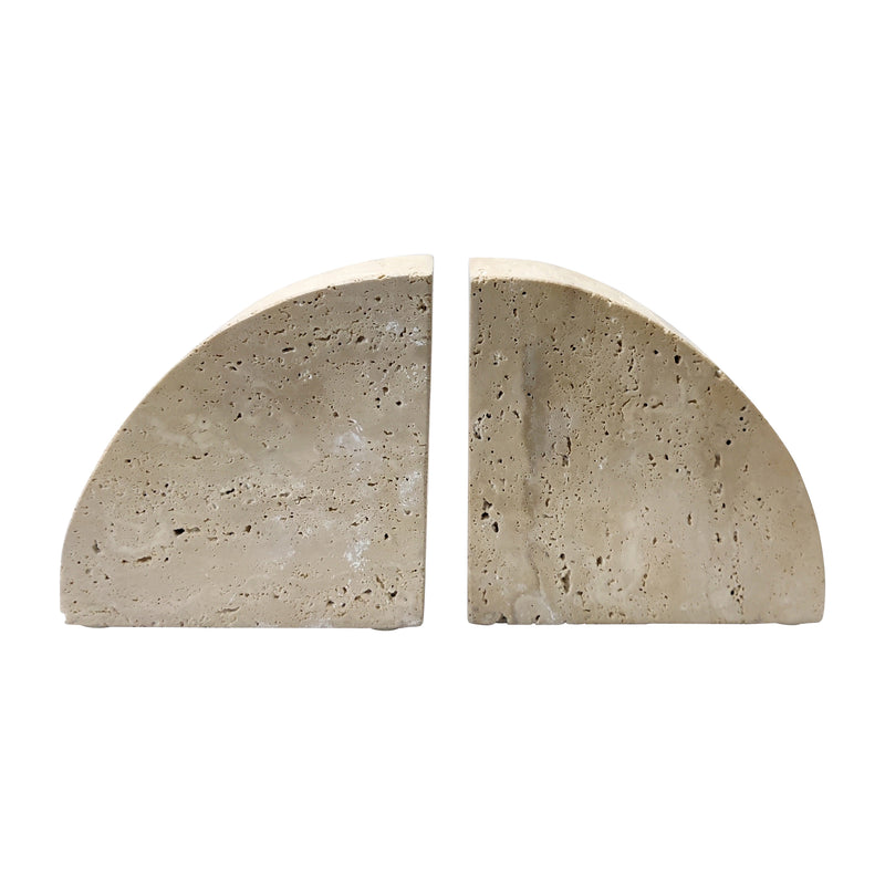 Travertine Half dome Bookends tan