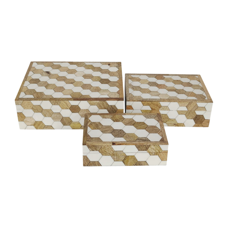 Hexagon Inlay Box white Small