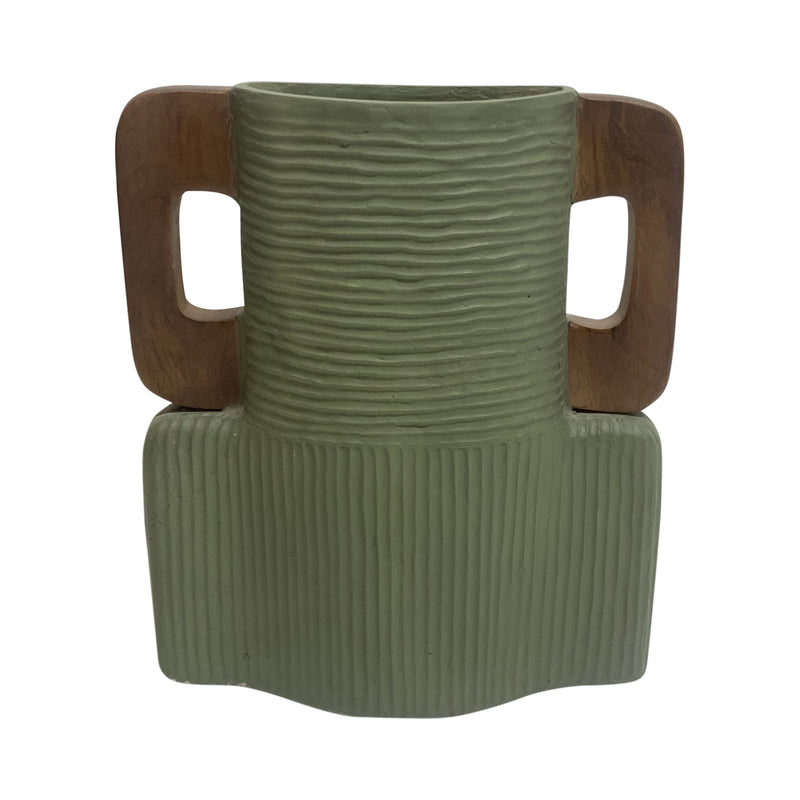 Ecomix vase with handles sage green
