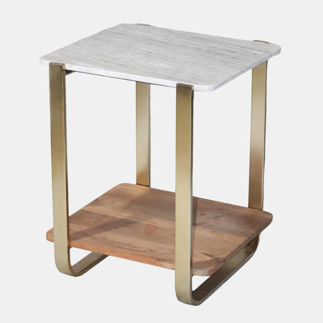 Marble top Side Table Gold