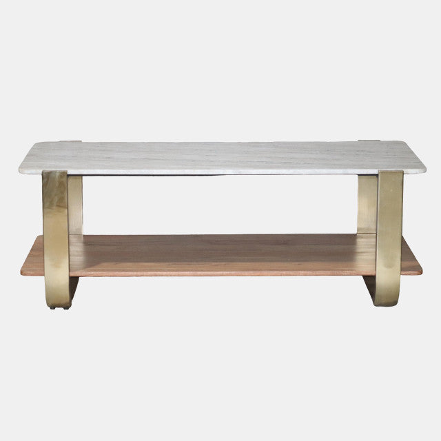 Marble top rectangle  coffee Table Gold