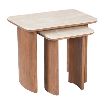 Nested Travertine Side Table set of 2