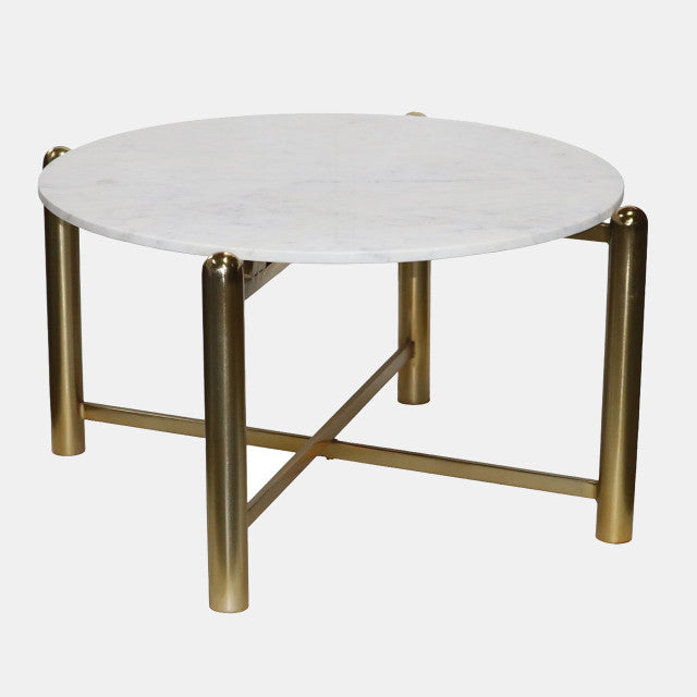 Metal Coffee Table Gold/ White 35"