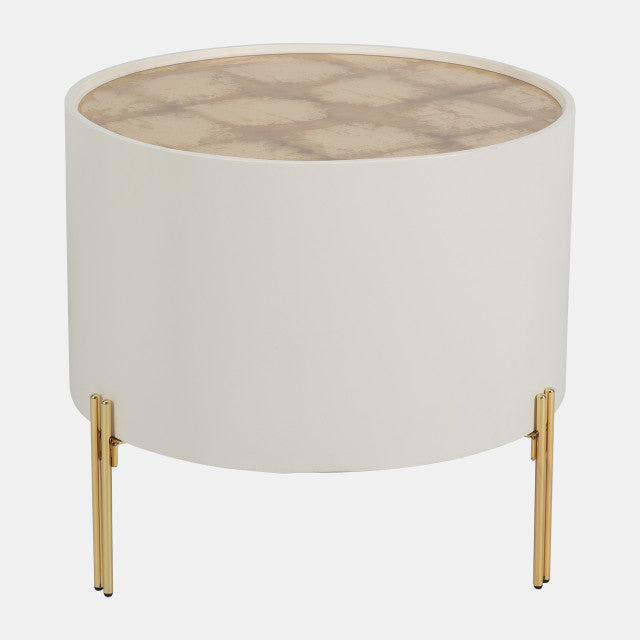 Gold leaf top Side Table white gold