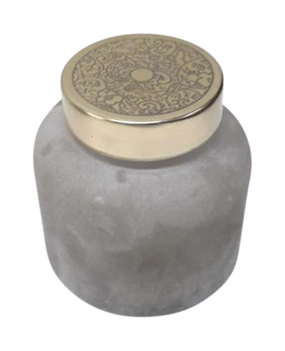 Frosted glass lidded candle gray 10oz