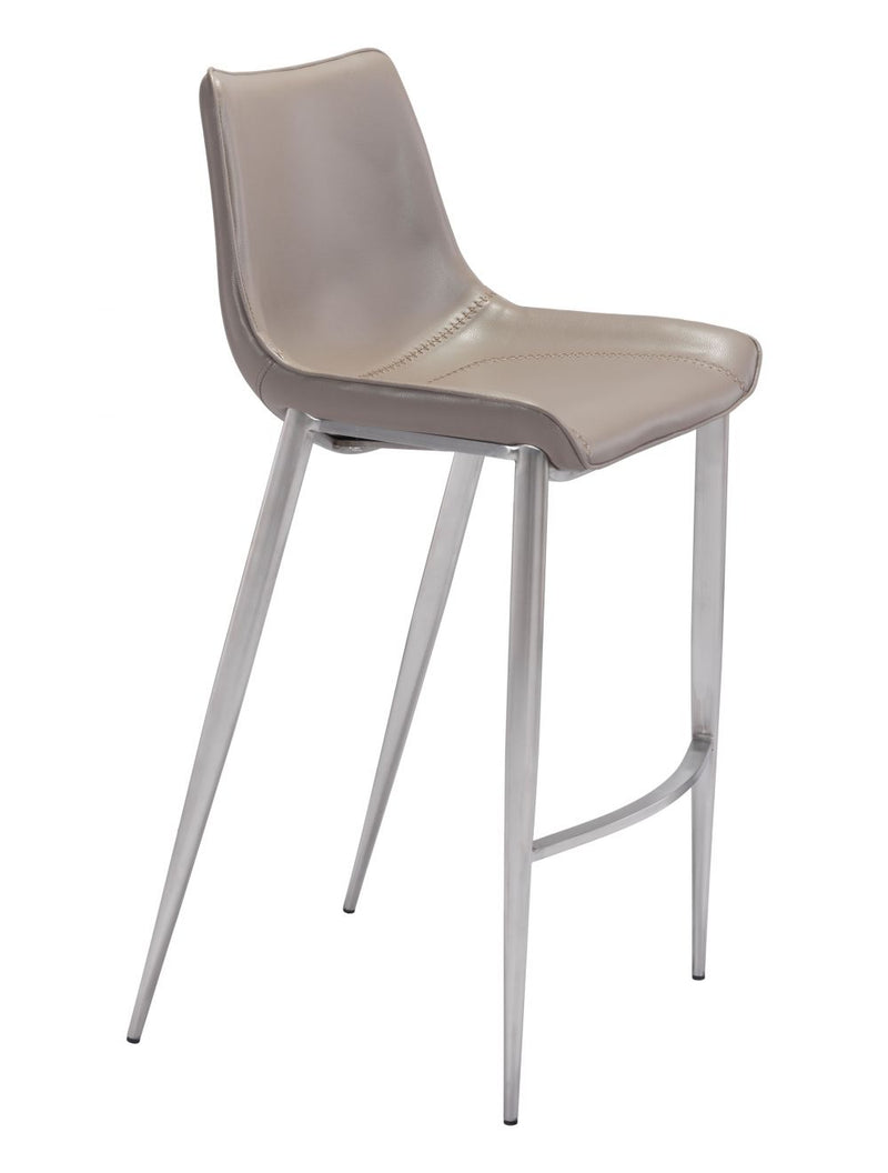 MAGNUS BAR CHAIR GRAY & BRUSHED SS