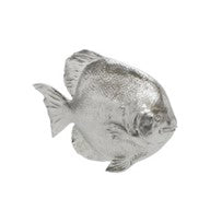 POLYRESIN 8"L  FISH FIGURINE, SILVER