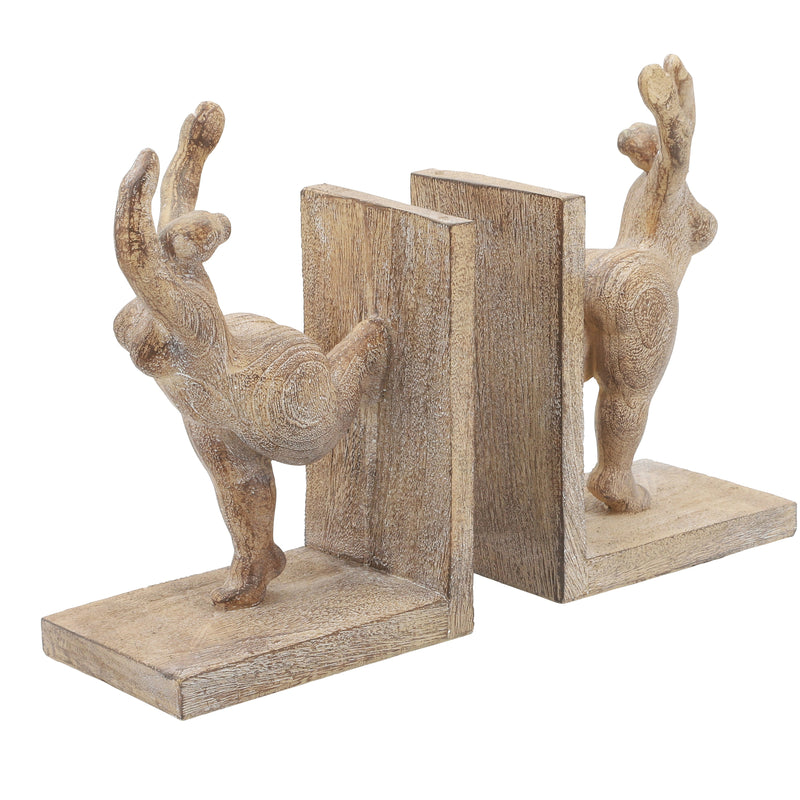 S/2 POLYRESIN 9" YOGA WOMAN BOOKENDS, BROWN