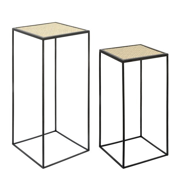 Set of 2 metal wood planter stands