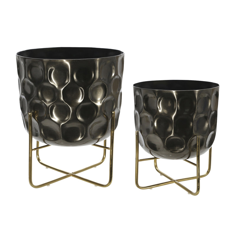 Set of 2 Hammered planter gunmetal
