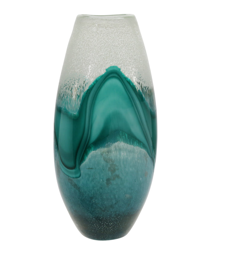 Glass 17" Vase Green Mix