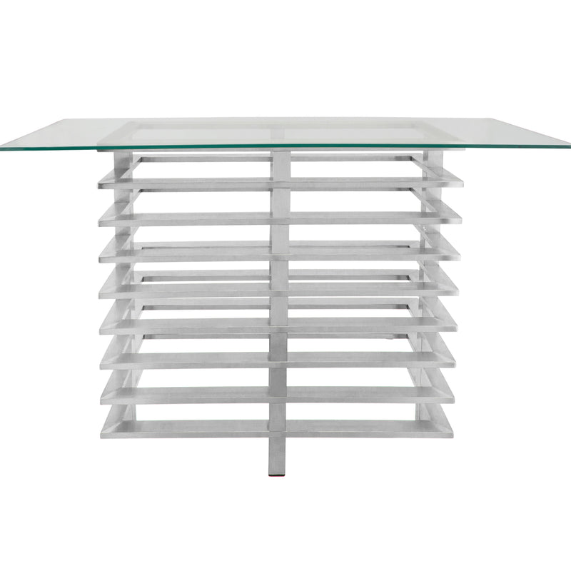 METAL STACKED CONSOLE TABLE, SILVER