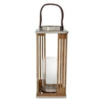 WOODEN HURRICANE HOLDER, NATURAL 16"