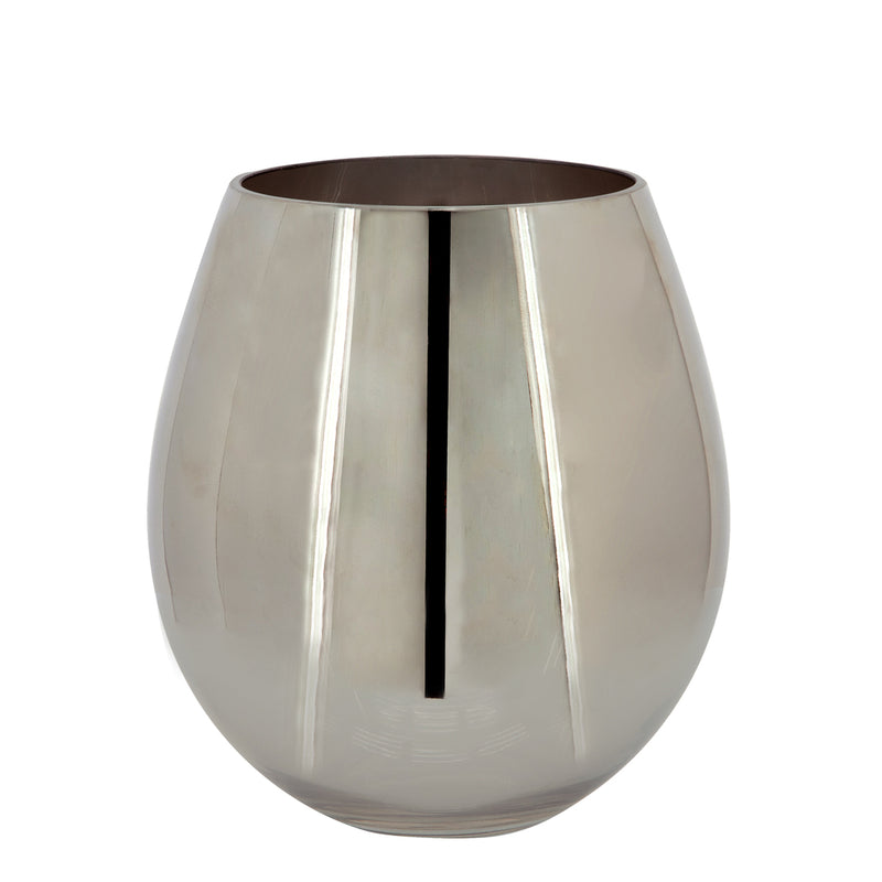 GLASS 6"H METALLIC VASE, SILVER