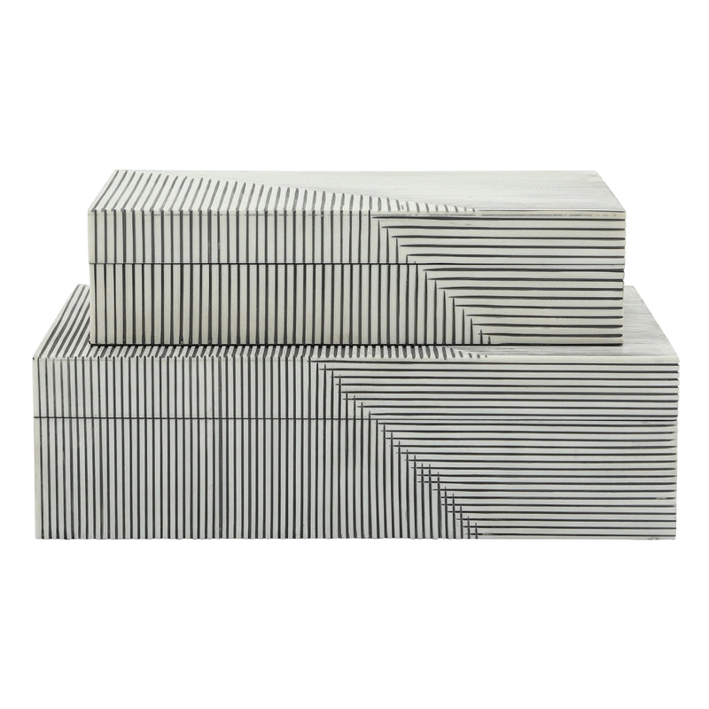 RESIN RIDGED BOX, WHITE LARGE