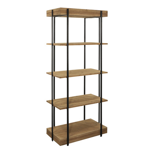 Wood metal 60"H 5 layered shelf brown
