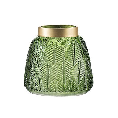 Green Fern Leaf Glass Vase