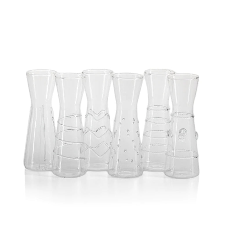 Six assorted design individual carafes