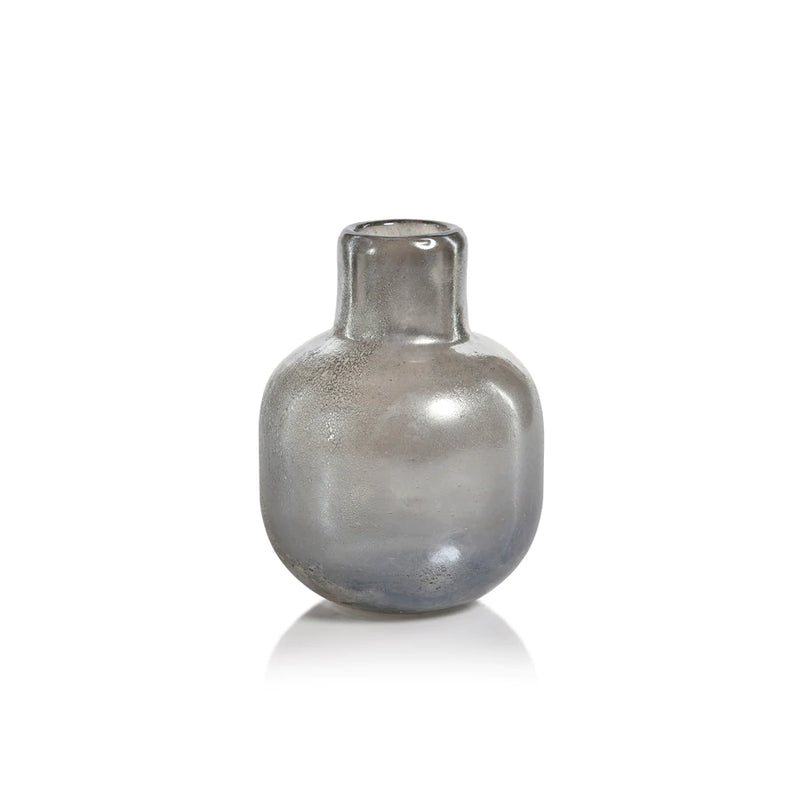 textured silver metallic vase