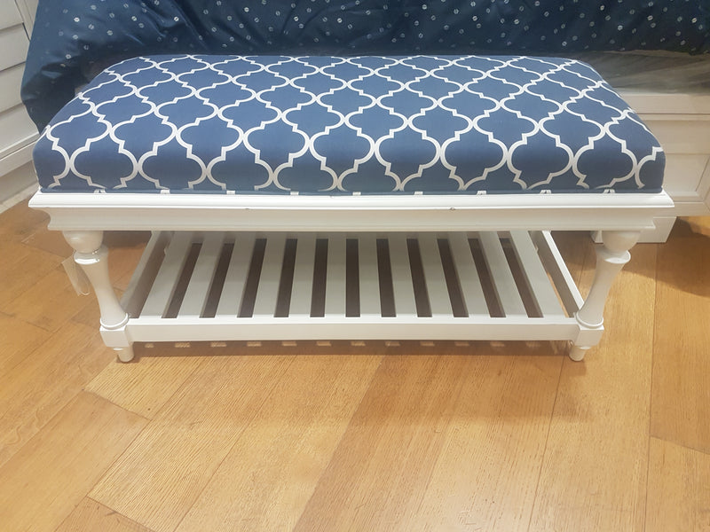 Atlantic Blue And White Accent Bench