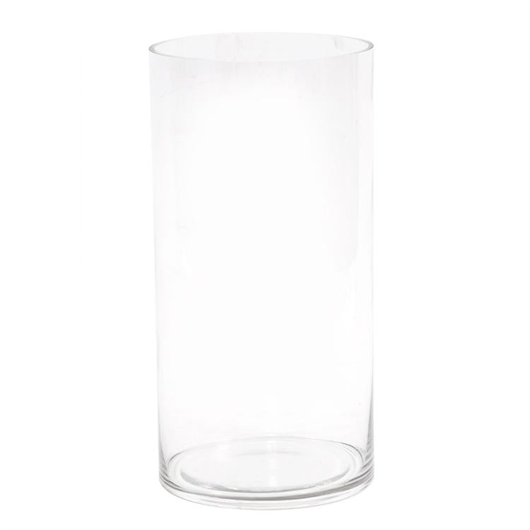 Clear Hand Blown Glass Cylinder Vase, Tall