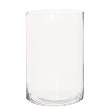 Clear Hand Blown Glass Cylinder Vase, Wide