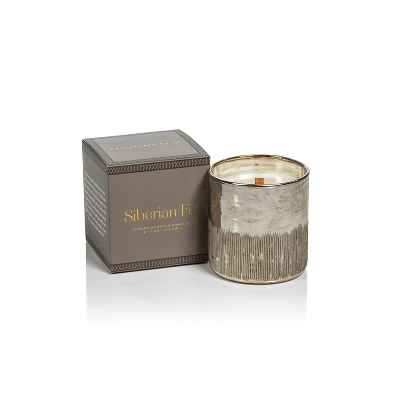 Siberian Fir Scented Antique Gold Candle w/ Gift Box