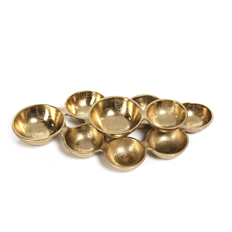 Small Cluster of 8 Serving Bowls- Dark Gold