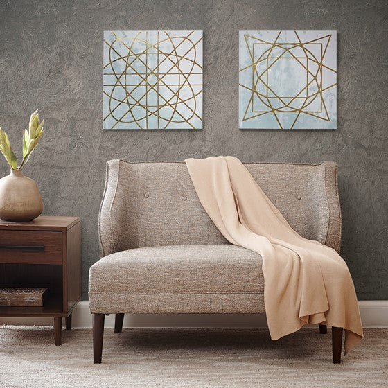 Arctic Geometric Printed Canvas With Gold Foil Embellishment 