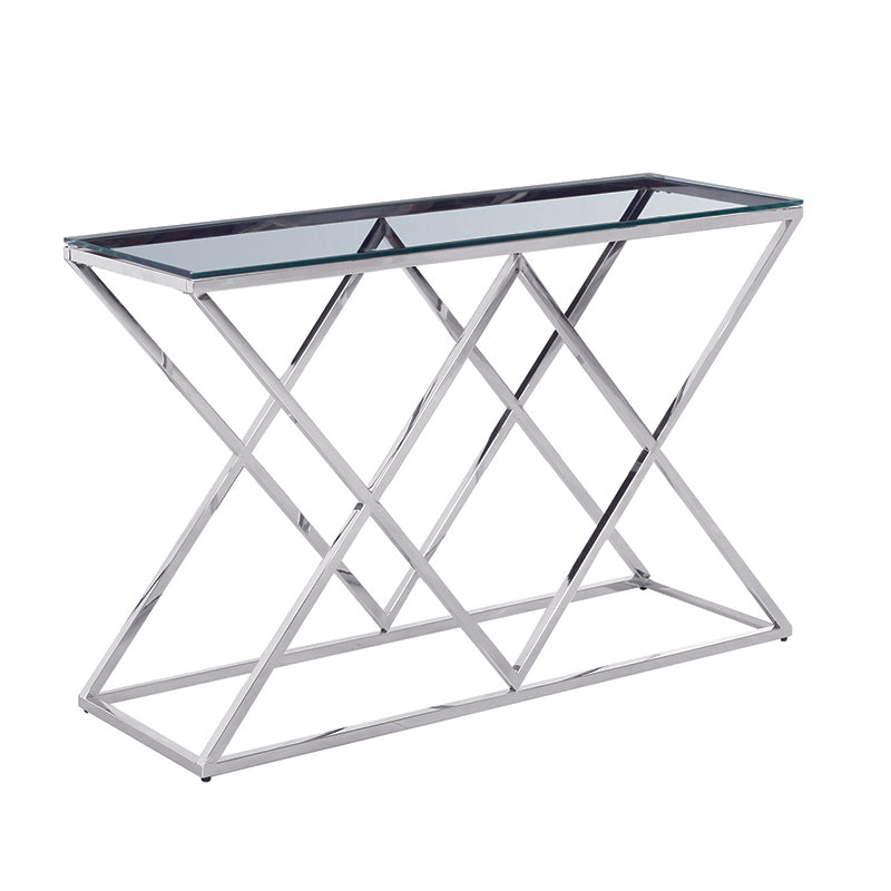 Silver/Glass Diamond Console Table