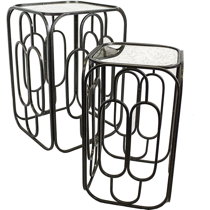 S/2 Metal Accent Tables Brown
