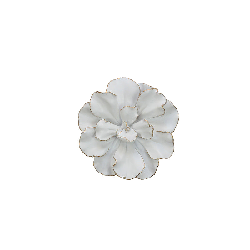 Flower Wall Plaque, White/Gold