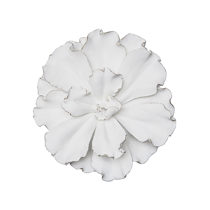 Flower Wall Plaque, White/Gold