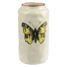 Ceramic Butterfly Vase, White