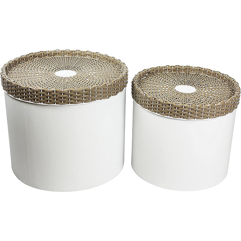 S/2 Metal Storage Canisters, Natural/Brown