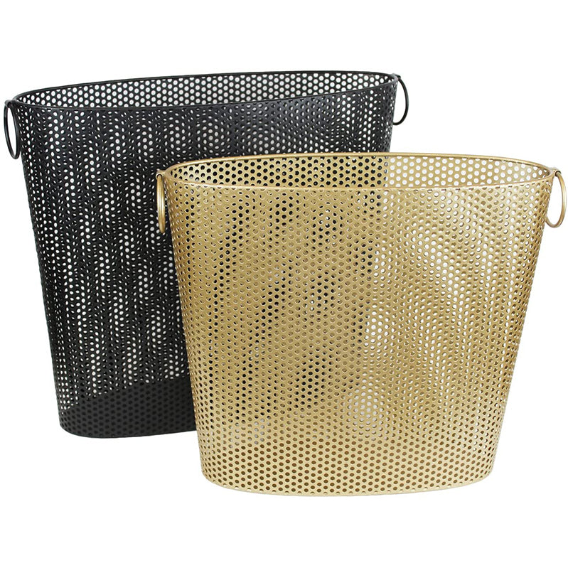 S/2 Metal Baskets, Black/Gold