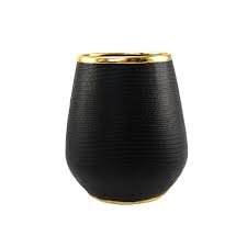 Polyresin Lizard Skin Finish Flower Vase, Black