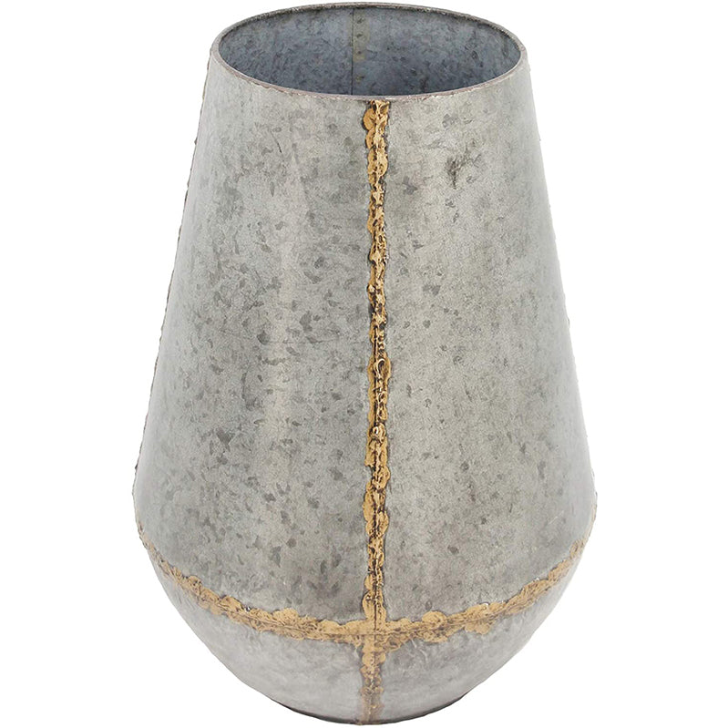 Decorative Metal Vase, Distressed Gray