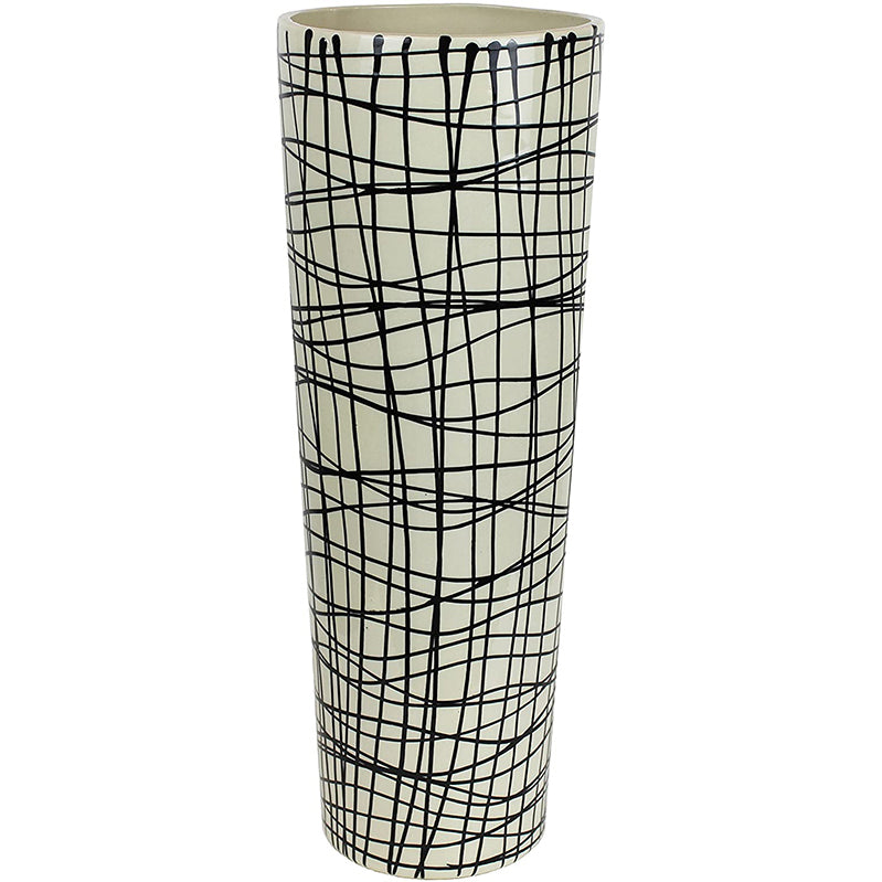 Decorative Ceramic Tapered Vase, Black/White