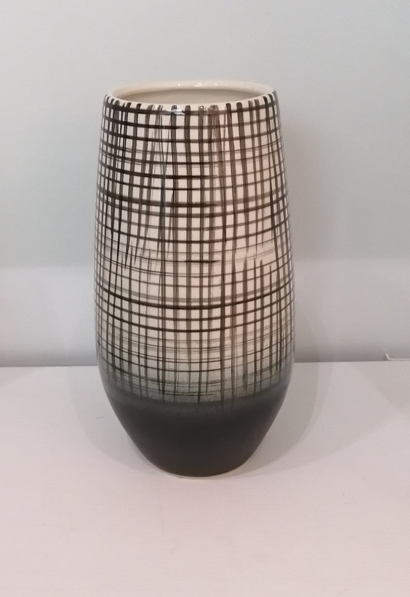 Decorative Ceramic Vase, Ivory/Black