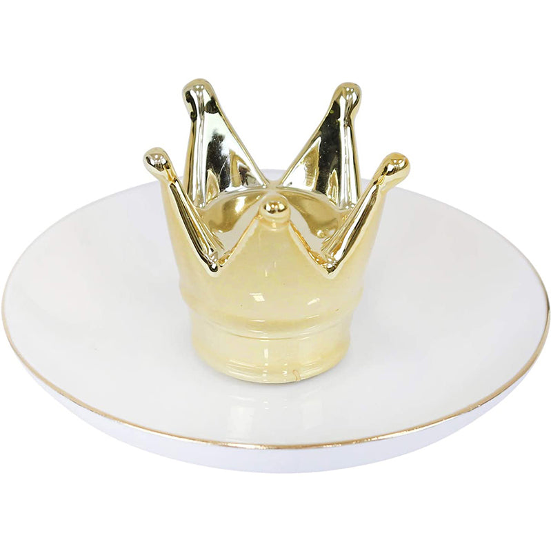 Ceramic Crown Trinket White/Gold